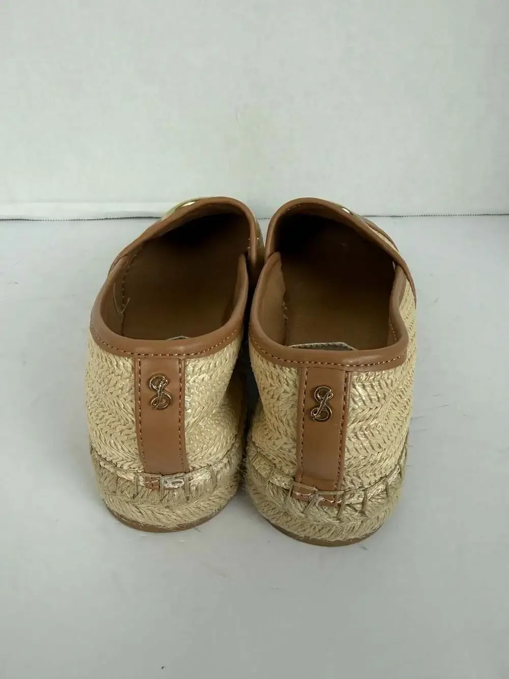 Sam & Libby Women's Celeste Raffia Espadrille Flats in Natural and Cuoio Brown